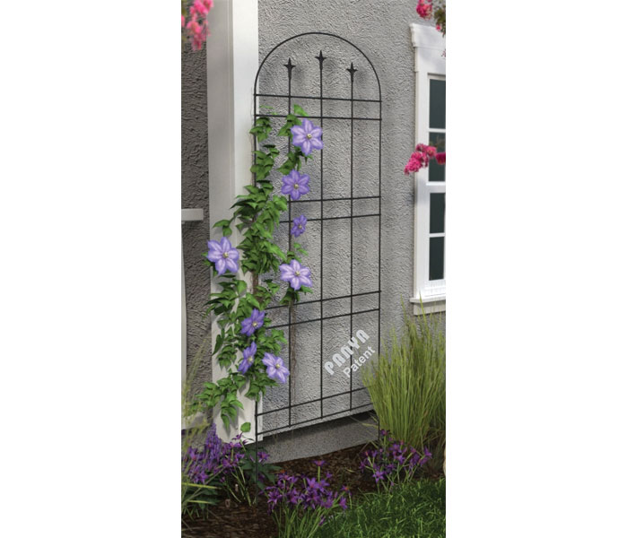 Classic Arch Trellis with Finials Steel Black